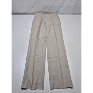 VTG Majer Dress Pants Mens 34x35 Beige Wool Pleated Unhemmed Super 100s Stretch